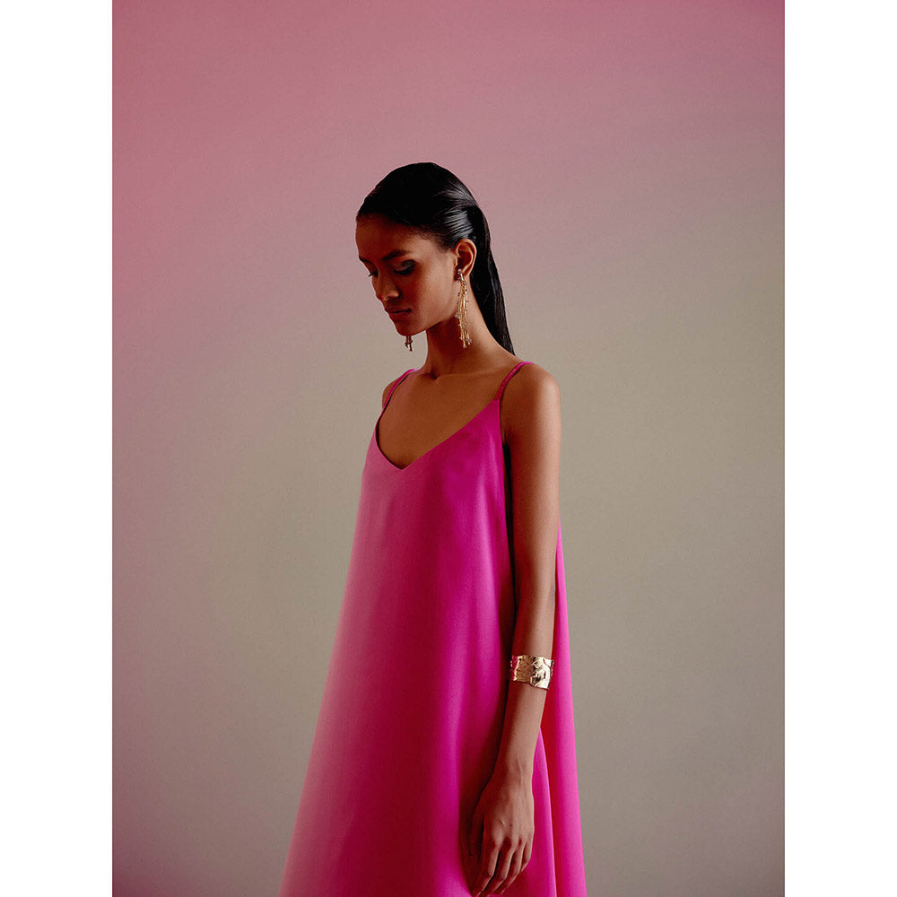 DRISHTI CHHABRAA Hot Pink Ombre Strappy Co-ord (Set of 2)