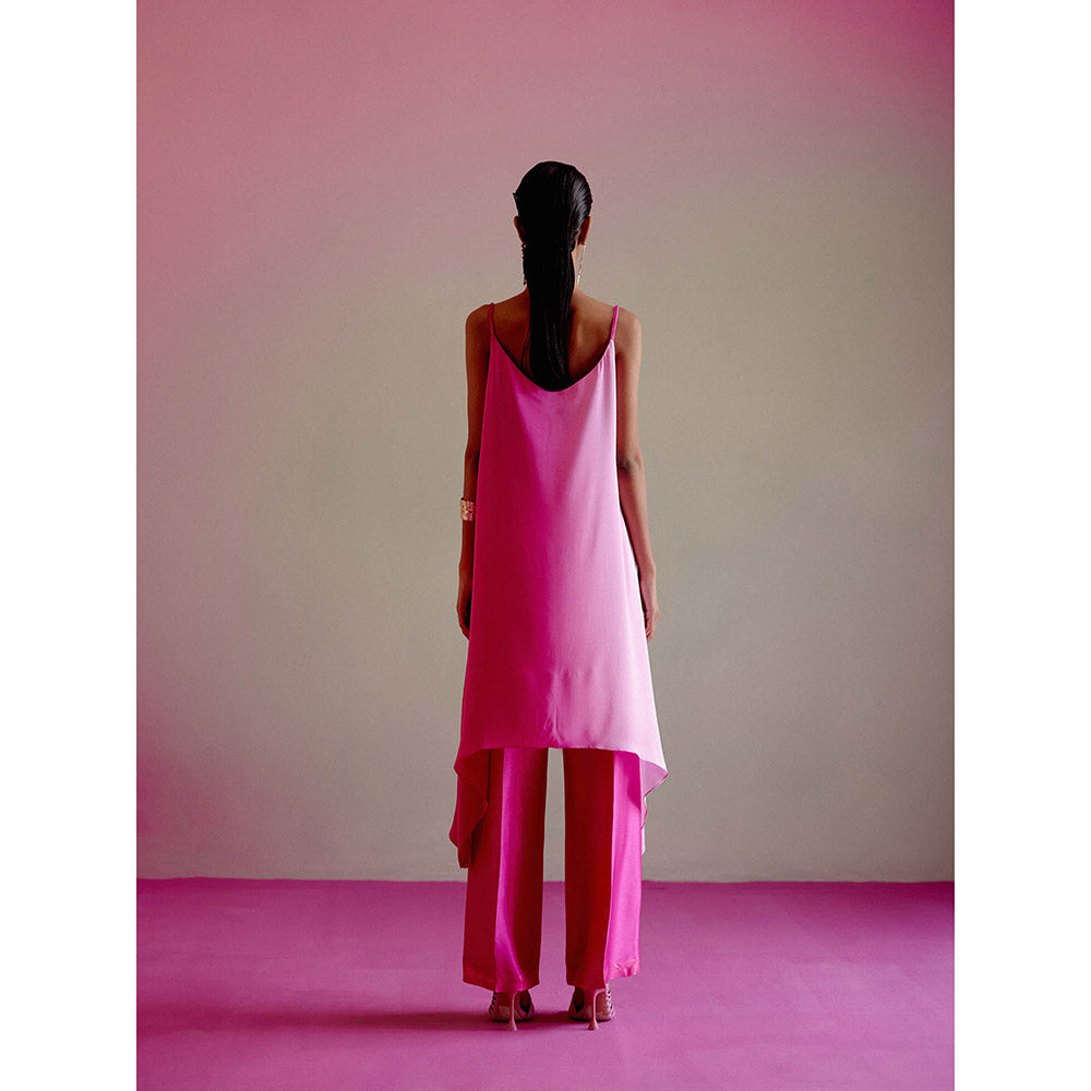 DRISHTI CHHABRAA Hot Pink Ombre Strappy Co-ord (Set of 2)