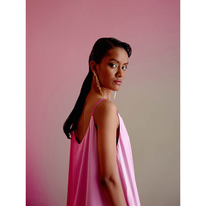 DRISHTI CHHABRAA Hot Pink Ombre Strappy Co-ord (Set of 2)