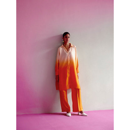 DRISHTI CHHABRAA Sunset Orange Ombre Co-ord (Set of 2)