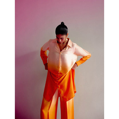 DRISHTI CHHABRAA Sunset Orange Ombre Co-ord (Set of 2)