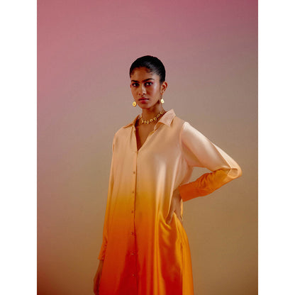 DRISHTI CHHABRAA Sunset Orange Ombre Co-ord (Set of 2)