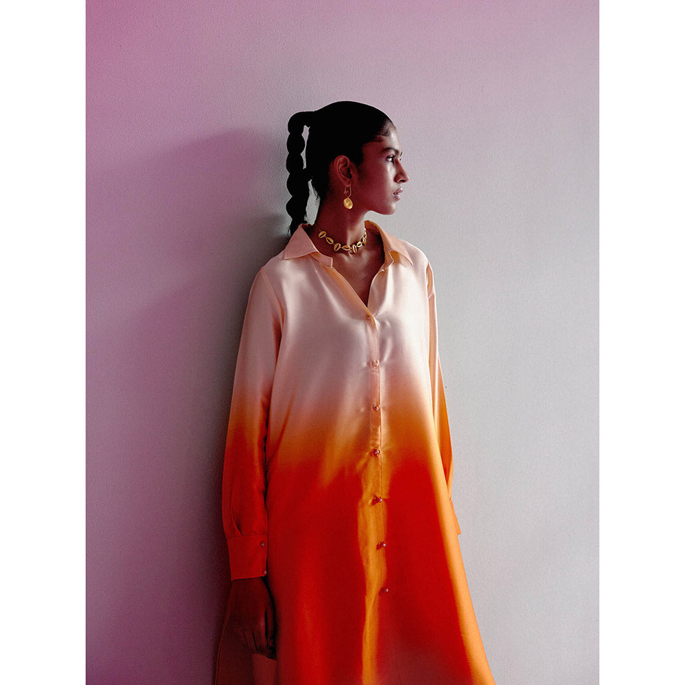 DRISHTI CHHABRAA Sunset Orange Ombre Co-ord (Set of 2)