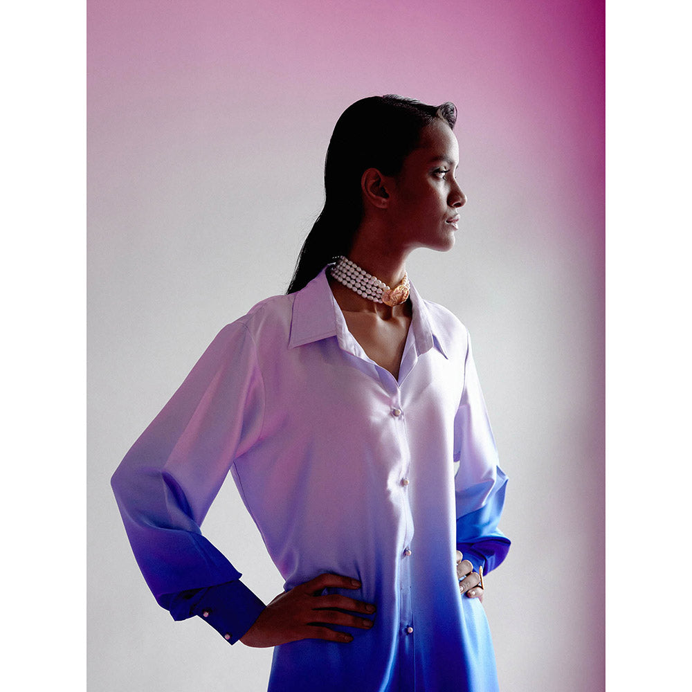 DRISHTI CHHABRAA Dark Blue Ombre Co-ord (Set of 2)