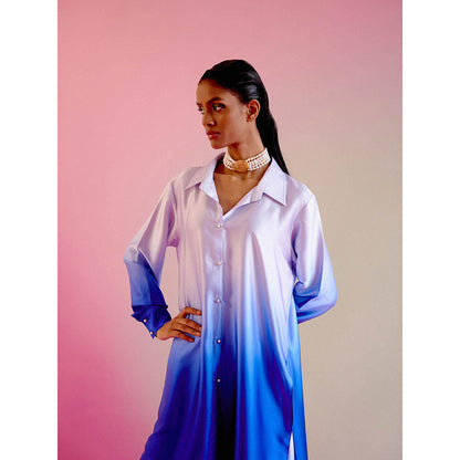 DRISHTI CHHABRAA Dark Blue Ombre Co-ord (Set of 2)