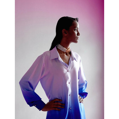 DRISHTI CHHABRAA Dark Blue Ombre Co-ord (Set of 2)