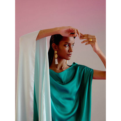 DRISHTI CHHABRAA Emerald Ombre Flared Sleeves Co-ord (Set of 2)