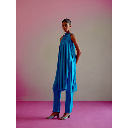 DRISHTI CHHABRAA Rouched Rhinestone Neck Line Co-ord (Set of 2)