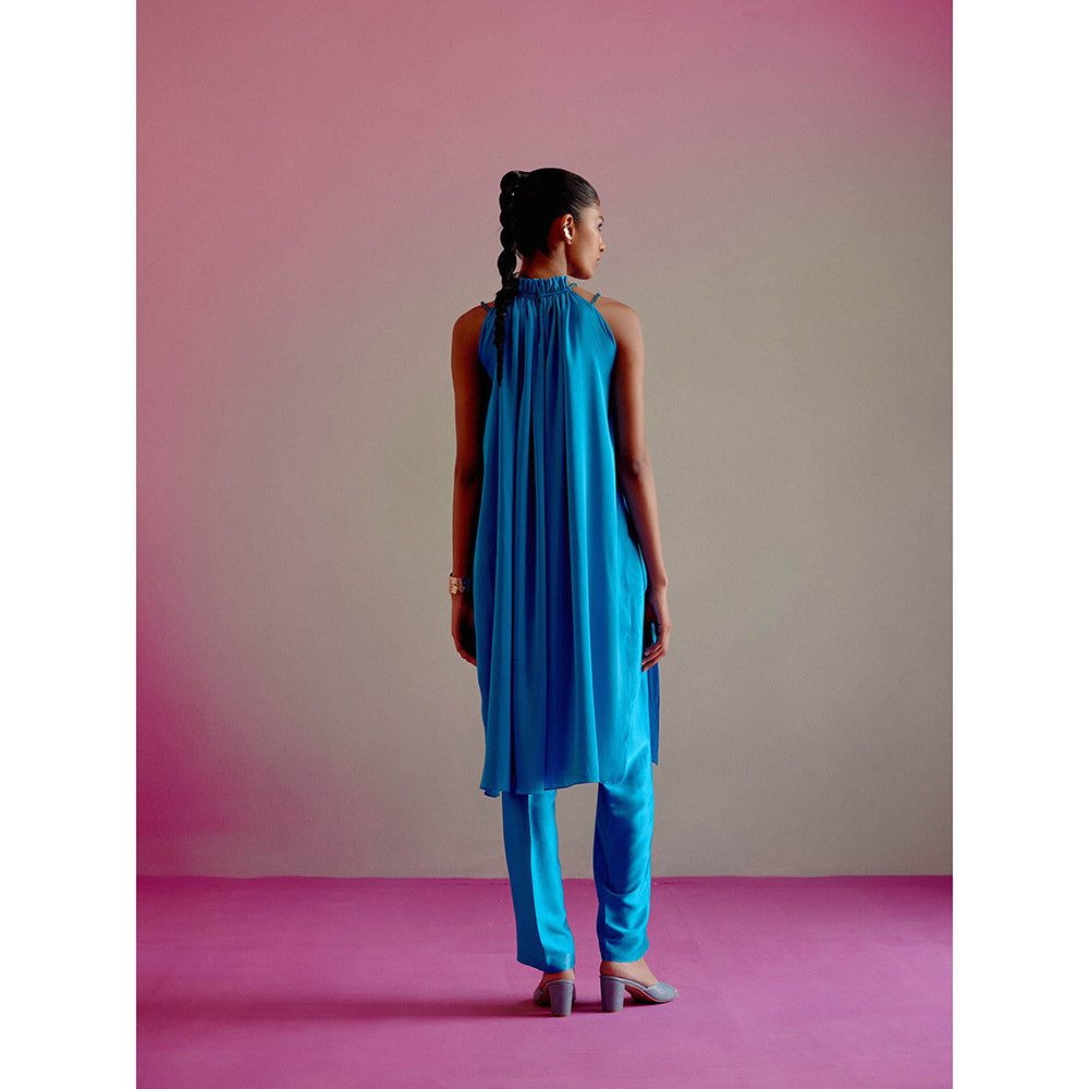 DRISHTI CHHABRAA Rouched Rhinestone Neck Line Co-ord (Set of 2)