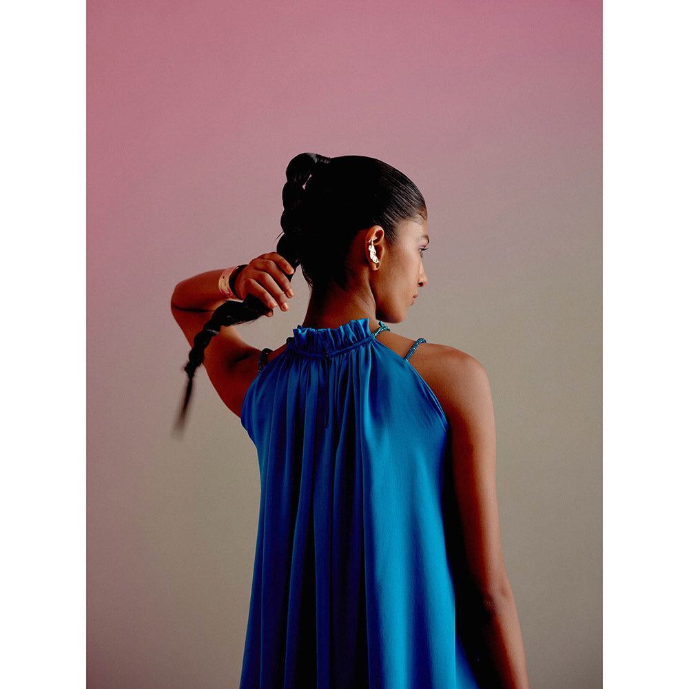 DRISHTI CHHABRAA Rouched Rhinestone Neck Line Co-ord (Set of 2)