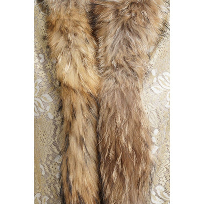 Dusala India Pashmina Beige Embroidered Fur Border Stole