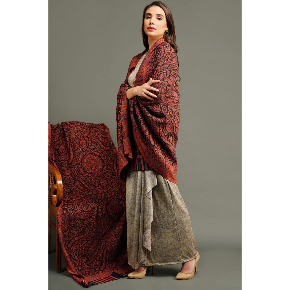 Dusala India Pashmina In Kani Multi-Color Weave Full Shawl
