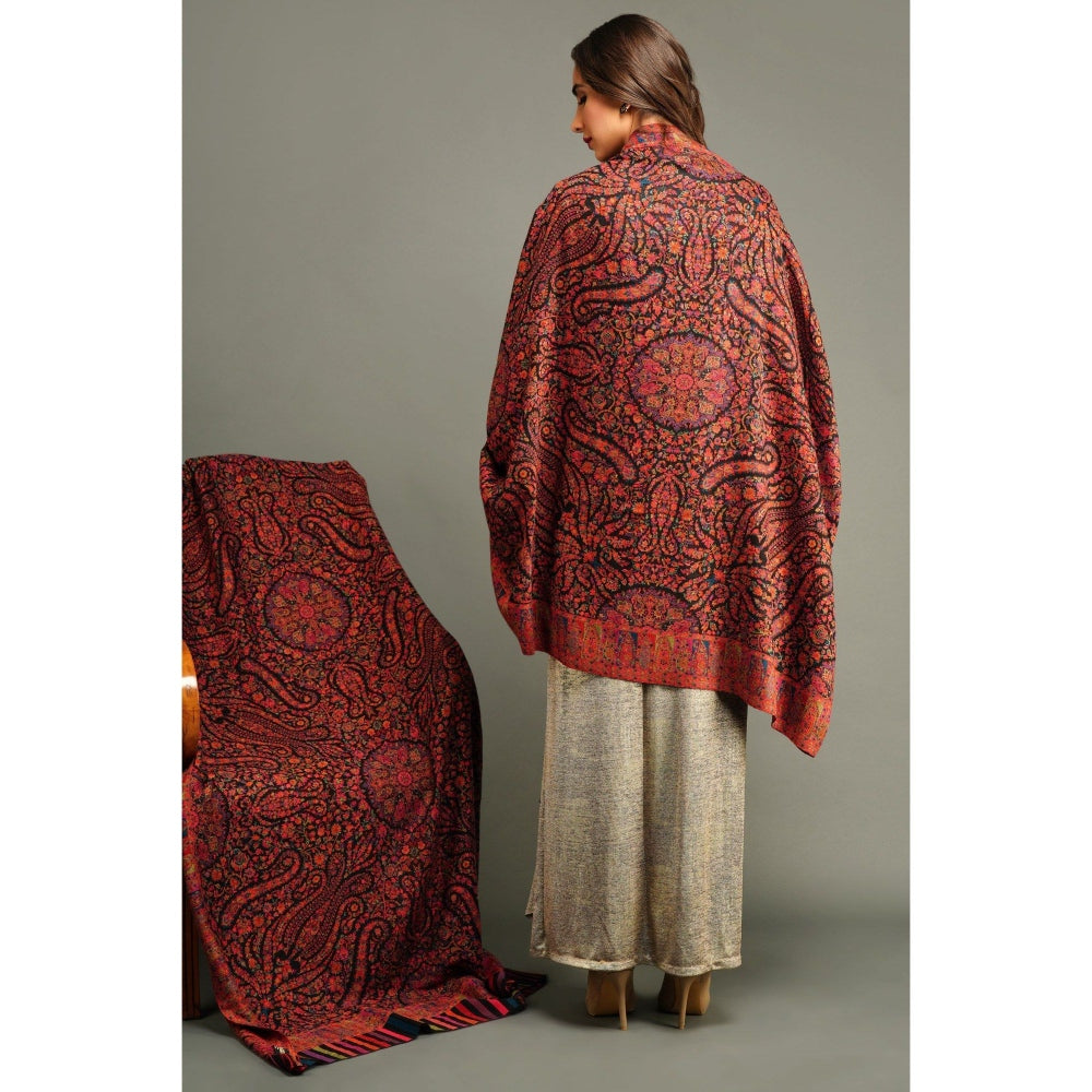 Dusala India Pashmina In Kani Multi-Color Weave Full Shawl