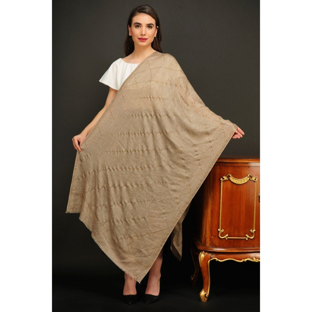 Dusala India Pashmina Blend Beige with Diagonal Stone Work Stole