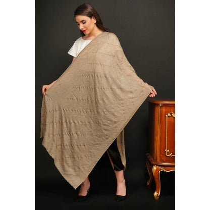 Dusala India Pashmina Blend Beige with Diagonal Stone Work Stole