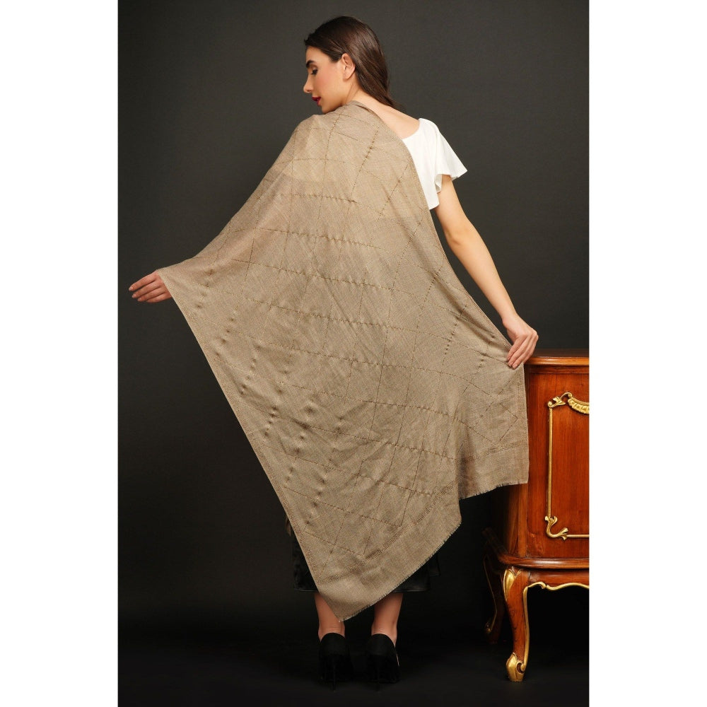 Dusala India Pashmina Blend Beige with Diagonal Stone Work Stole