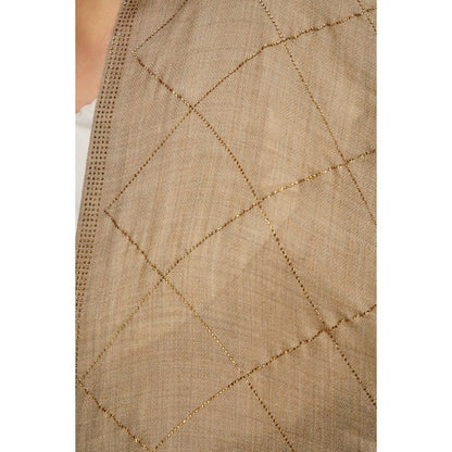 Dusala India Pashmina Blend Beige with Diagonal Stone Work Stole