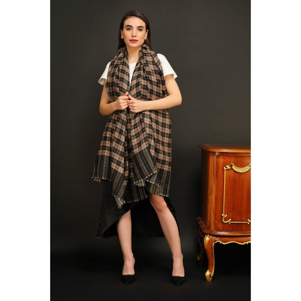 Dusala India Handwoven Multi-Color Pashmina Reversible Checkered Design Shawl
