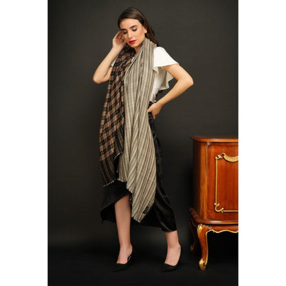 Dusala India Handwoven Multi-Color Pashmina Reversible Checkered Design Shawl