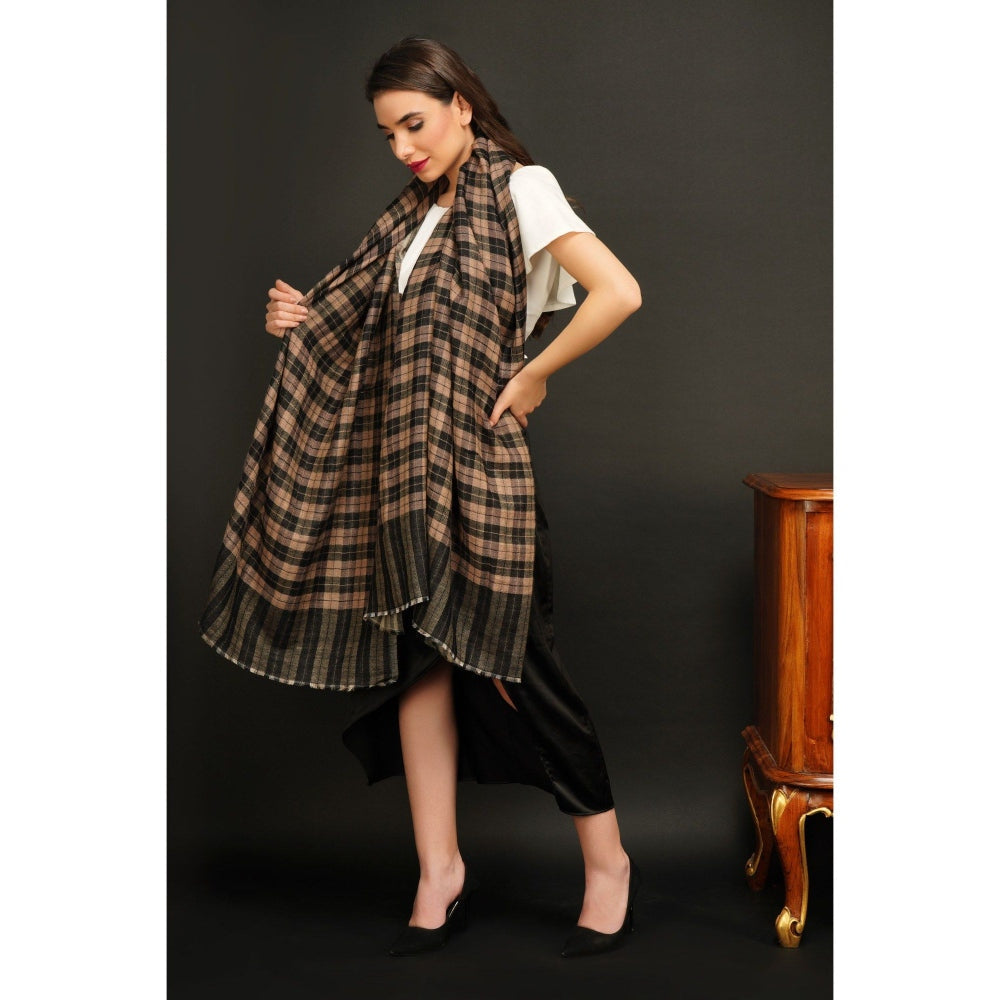 Dusala India Handwoven Multi-Color Pashmina Reversible Checkered Design Shawl