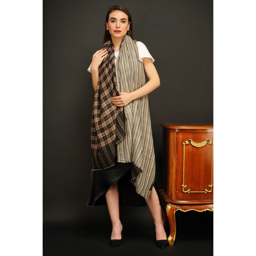 Dusala India Handwoven Multi-Color Pashmina Reversible Checkered Design Shawl