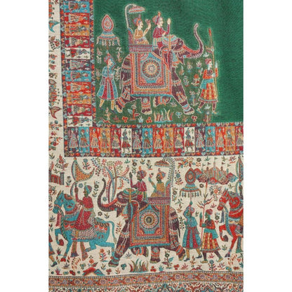 Dusala India Handwoven Green Pashmina Woven Shawl