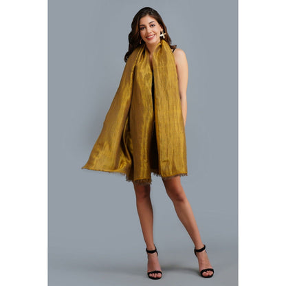 Dusala India Handwoven Gold Zari Pashmina Shawl