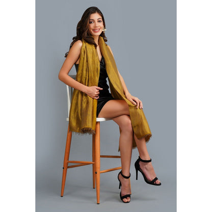 Dusala India Handwoven Gold Zari Pashmina Shawl