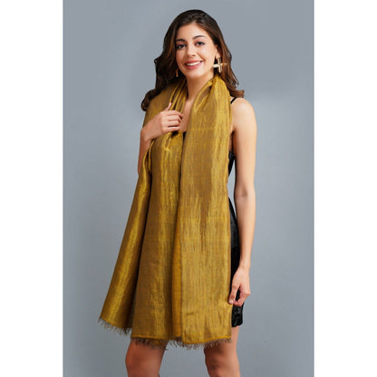 Dusala India Handwoven Gold Zari Pashmina Shawl