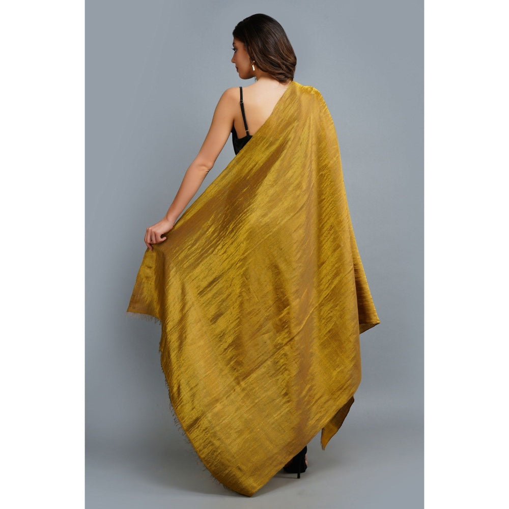 Dusala India Handwoven Gold Zari Pashmina Shawl