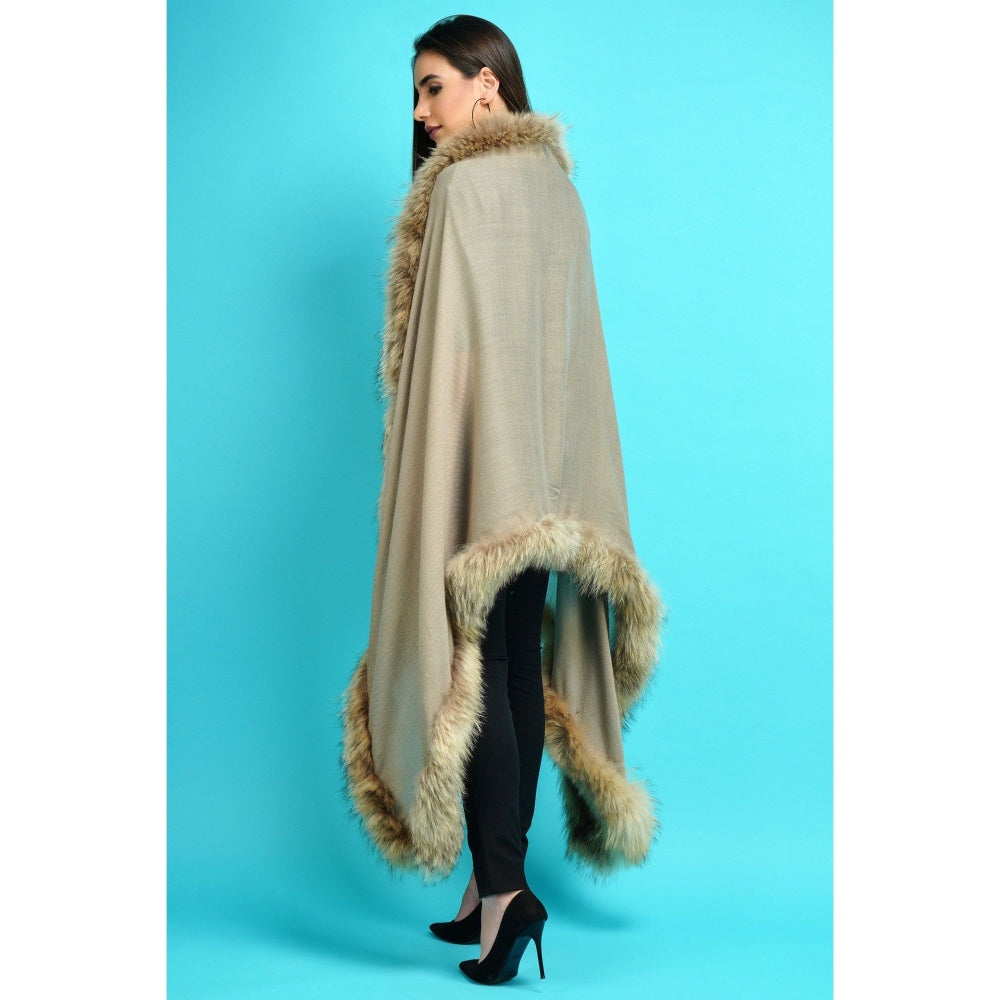 Dusala India Pashmina Grey Fur Border Stole