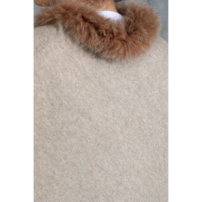 Dusala India Handwoven Cashmere Fine Wool Poncho With Hight Quality Fur