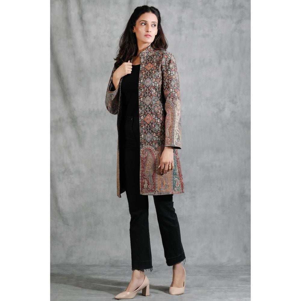 Dusala India Handwoven Pashmina Vintage Full Jacket With Paisley Design