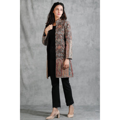 Dusala India Handwoven Pashmina Vintage Full Jacket With Paisley Design