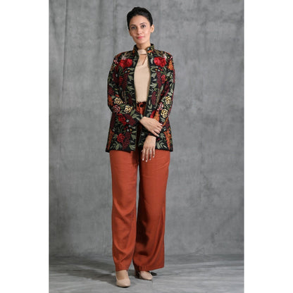 Dusala India Handwoven Pashmina Vintage Jacket With Floral Design