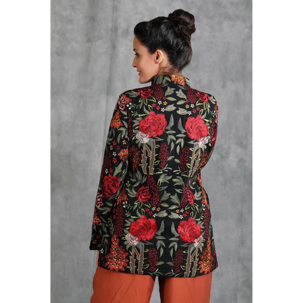 Dusala India Handwoven Pashmina Vintage Jacket With Floral Design
