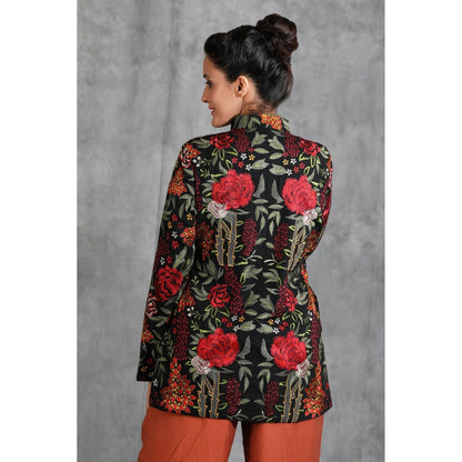 Dusala India Handwoven Pashmina Vintage Jacket With Floral Design