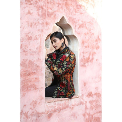 Dusala India Handwoven Pashmina Vintage Jacket With Floral Design