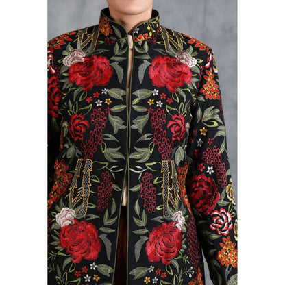 Dusala India Handwoven Pashmina Vintage Jacket With Floral Design