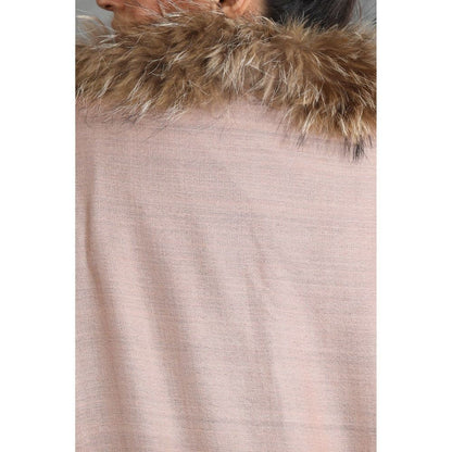 Dusala India Handwoven Cashmere Fine Wool Plain Stole With Hight Quality Ombre Fur Stole