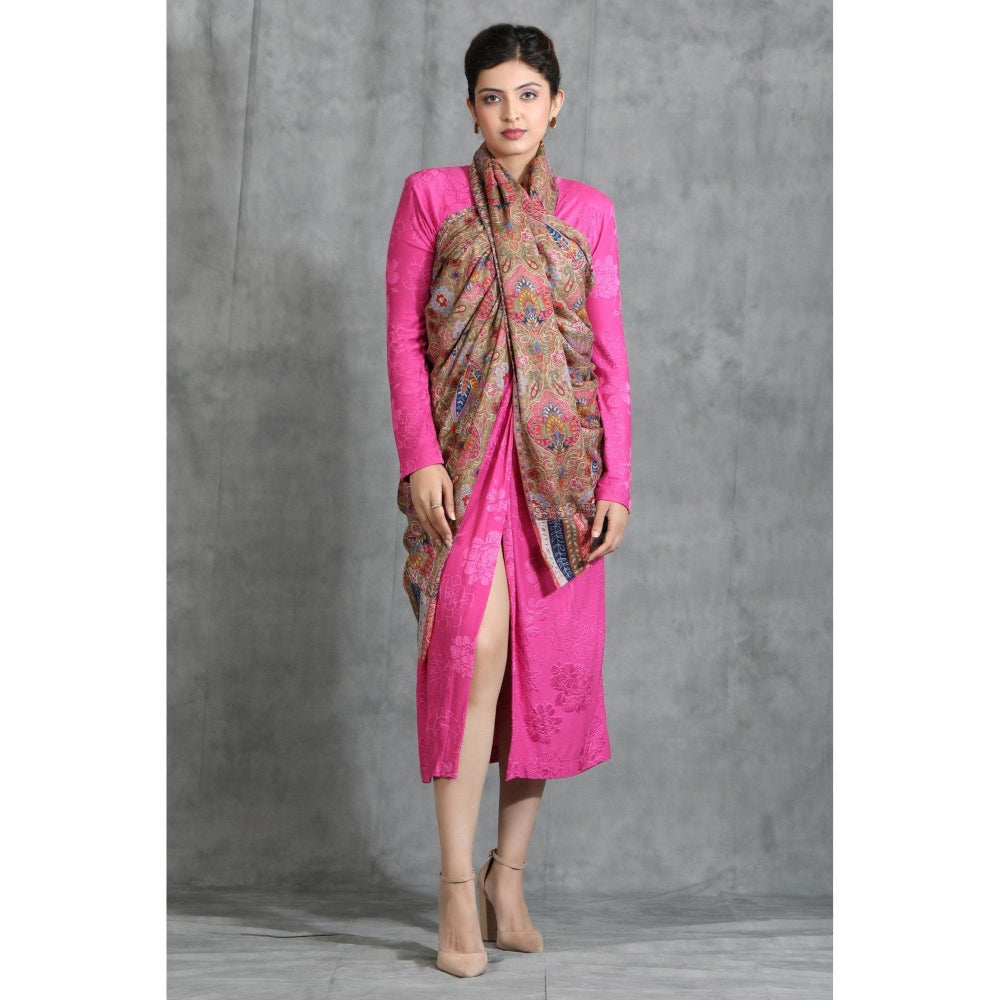 Dusala India Handwoven Cashmere Fine Wool Kalamkari and Thread Work Stole