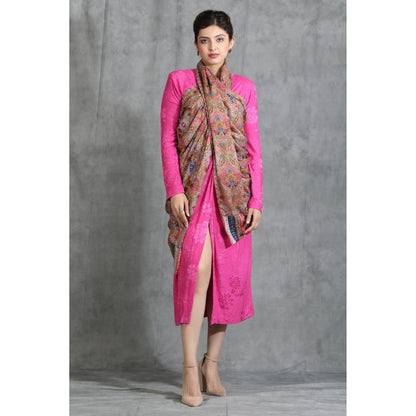 Dusala India Handwoven Cashmere Fine Wool Kalamkari and Thread Work Stole