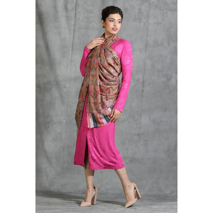 Dusala India Handwoven Cashmere Fine Wool Kalamkari and Thread Work Stole