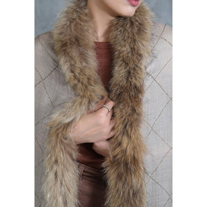 Dusala India Cashmere Fine Wool Diagonal Embellished/Sequined with 4 sides High-Quality Fur Stole