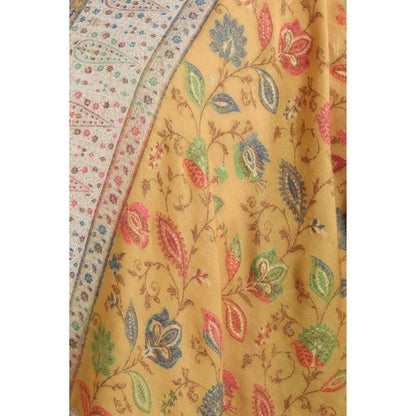 Dusala India Handwoven Cashmere Fine Wool Contrast Zari Stole