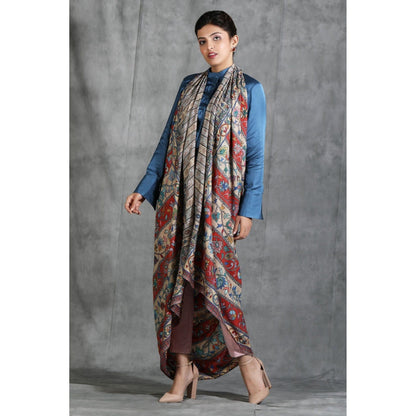 Dusala India Handwoven Pashmina Wool Kalamkari Design Shawl