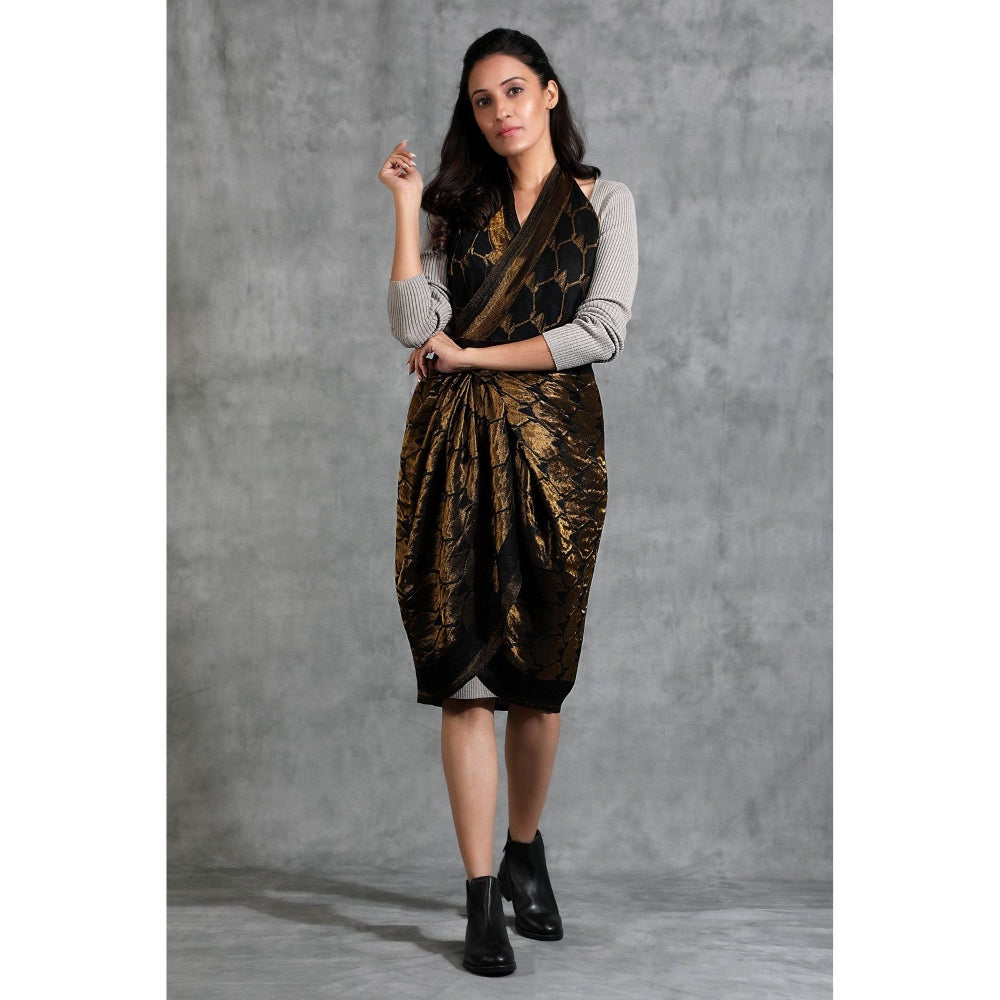 Dusala India Handwoven Cashmere Fine Wool Golden Zari Stole