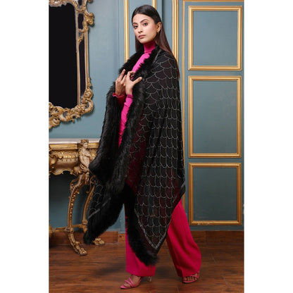 Dusala India Handwoven Cashmere Fine Wool Lite Jaal Embellished/Sequined Stole