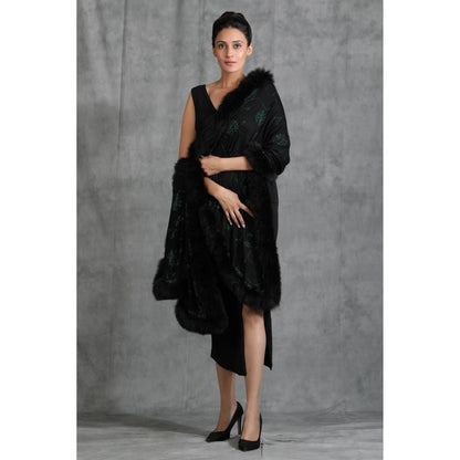 Dusala India Handwoven Cashmere Fine Wool Fish Design Embellished/Sequined Stole