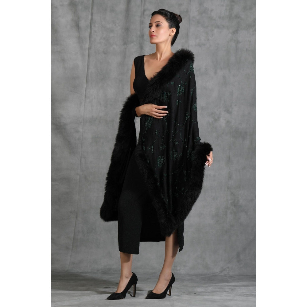 Dusala India Handwoven Cashmere Fine Wool Fish Design Embellished/Sequined Stole